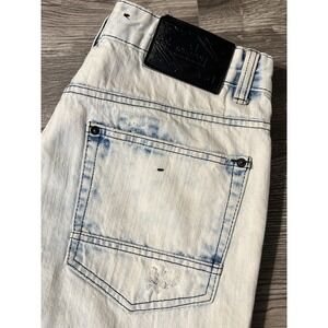 Southpole Straight Leg Acid Light Wash Distressed Y2K Blue Jeans, Size 32x32